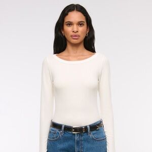 Abercrombie Long-Sleeve Boatneck Featherweight Rib Top